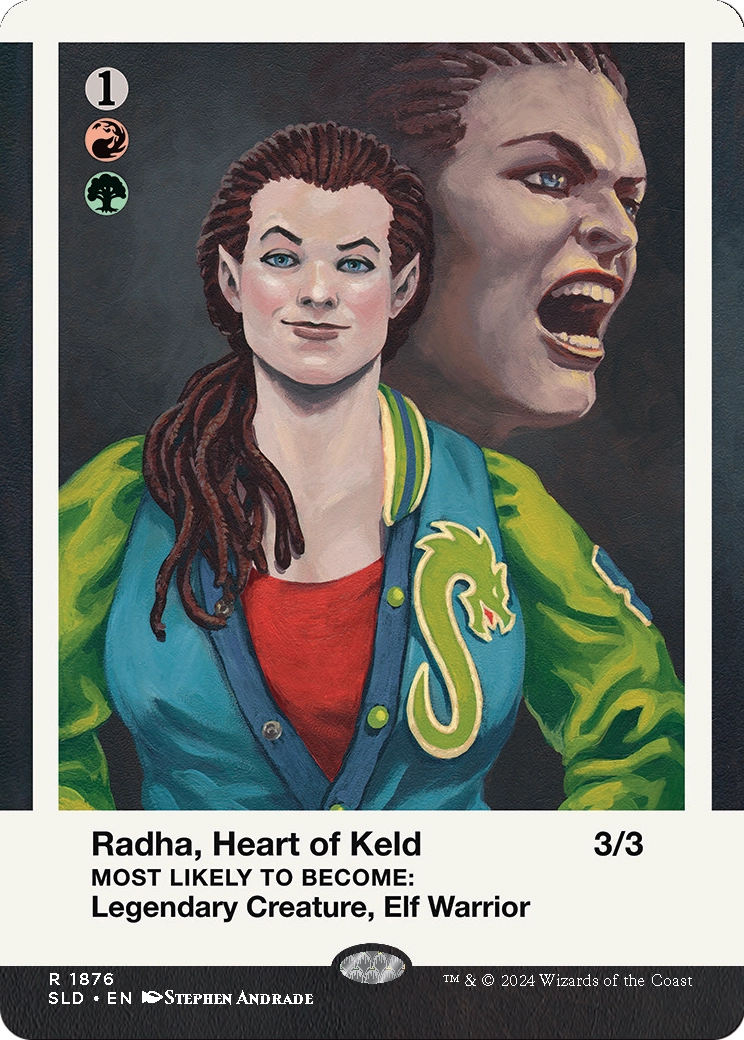 Radha, Heart of Keld // Radha, Heart of Keld (SLD-1876) (Borderless) [Secret Lair Drop] Foil