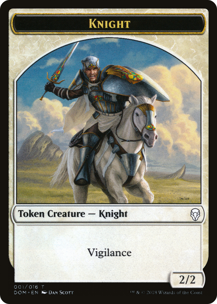 Knight Token (DOM-001) [Dominaria Tokens]