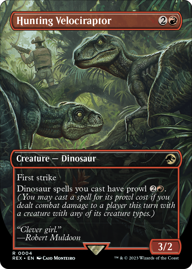 Hunting Velociraptor (Borderless) (REX-004) [Jurassic World Collection] Foil