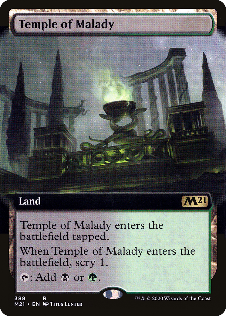 Temple of Malady (Extended Art) (M21-388) [Core Set 2021]