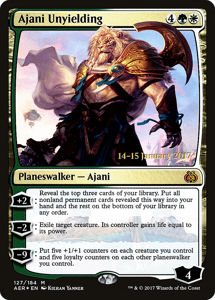 Ajani Unyielding (PRE-127S) [Aether Revolt Promos] Foil