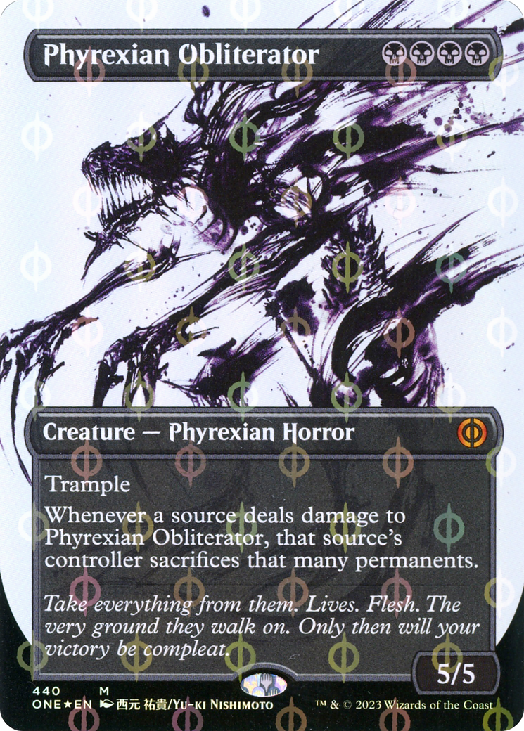 Phyrexian Obliterator (Showcase) (Step-and-Compleat Foil) (ONE-440) (Borderless) [Phyrexia: All Will Be One] Foil