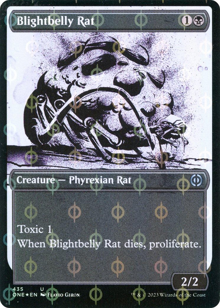 Blightbelly Rat (Showcase) (Step-and-Compleat Foil) (ONE-435) [Phyrexia: All Will Be One] Foil