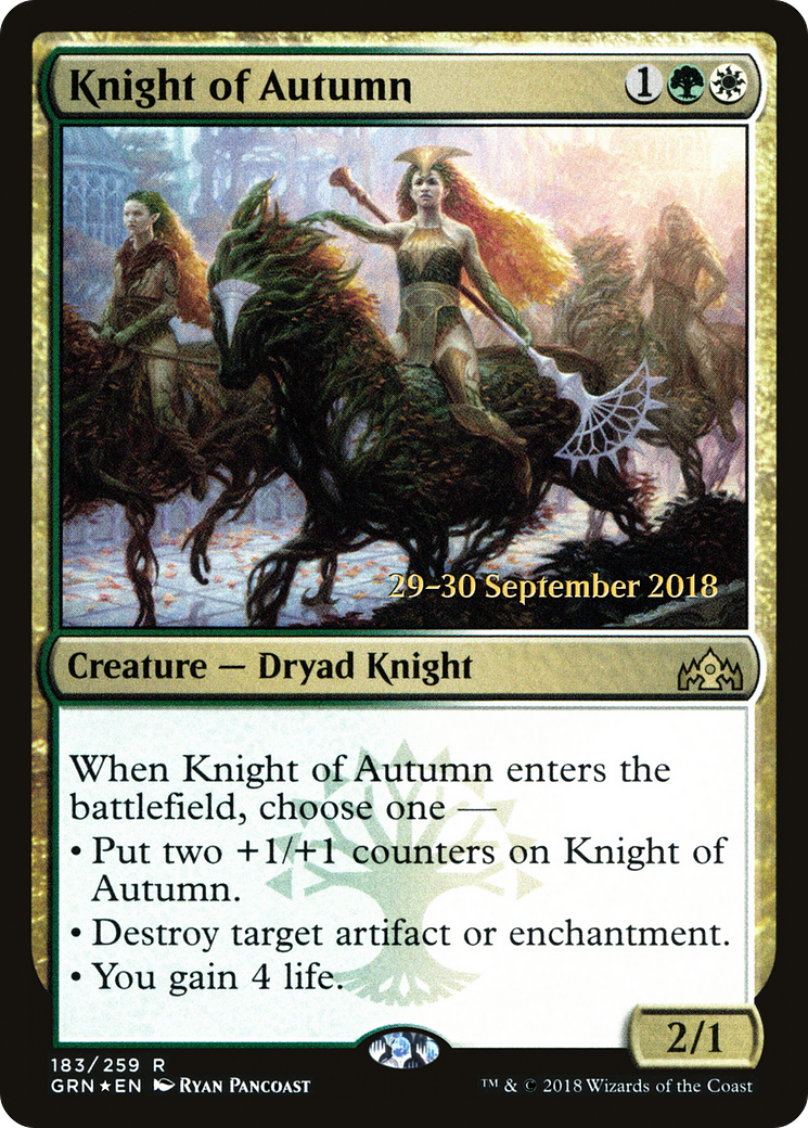 Knight of Autumn (PRE-183S) [Guilds of Ravnica Promos] Foil