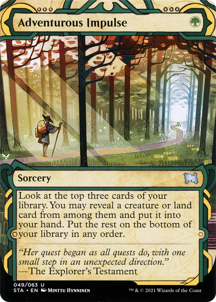 Adventurous Impulse (STA-049) (Showcase) (Borderless) [Strixhaven Mystical Archive] Foil