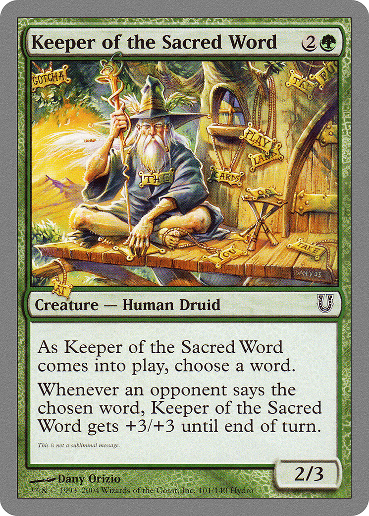 Keeper of the Sacred Word (UNH-101) [Unhinged]