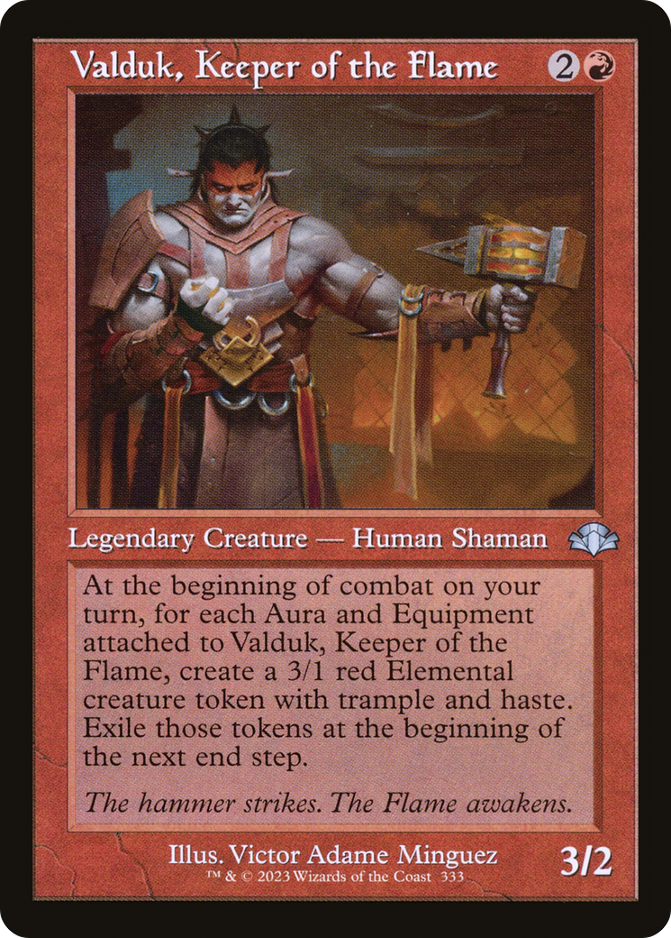 Valduk, Keeper of the Flame (Retro Frame) (DMR-333) [Dominaria Remastered] Foil