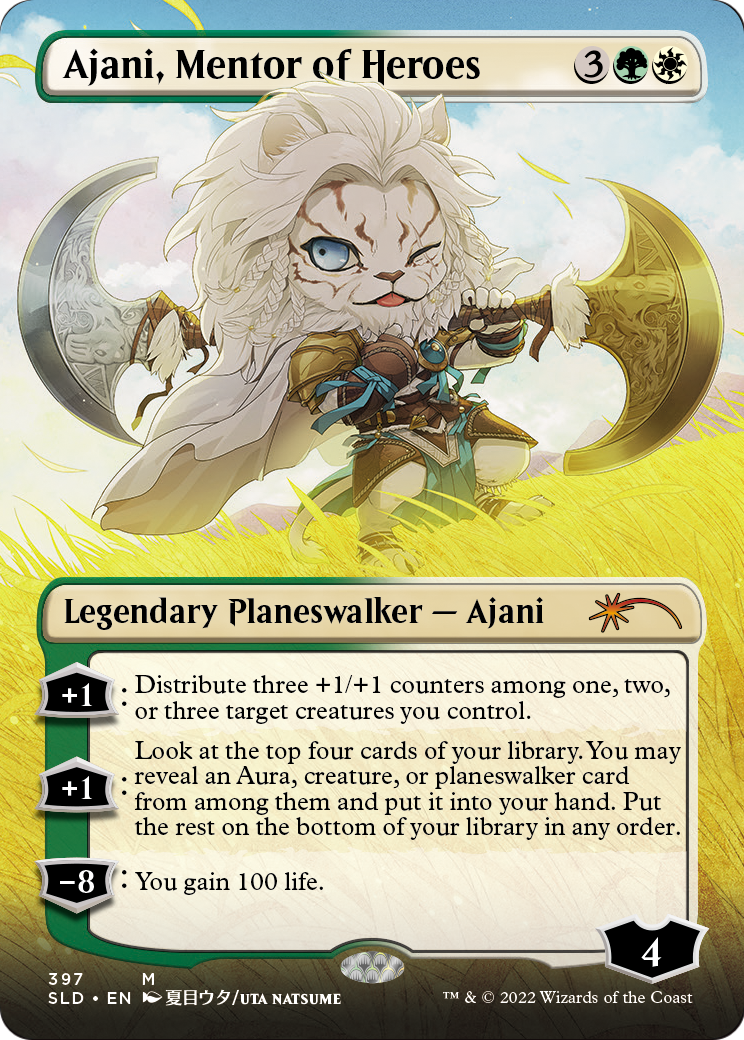Ajani, Mentor of Heroes (Borderless) (SLD-397) [Secret Lair Drop] Foil