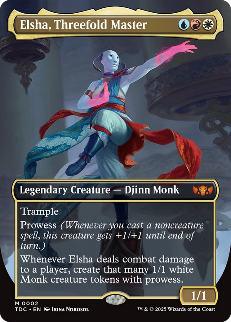 Elsha, Threefold Master (Borderless) (TDC-002) [Commander: Tarkir: Dragonstorm] Foil
