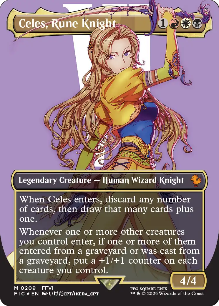 Celes, Rune Knight (Borderless) (Surge Foil) (FIC-209) [Commander: FINAL FANTASY] Foil
