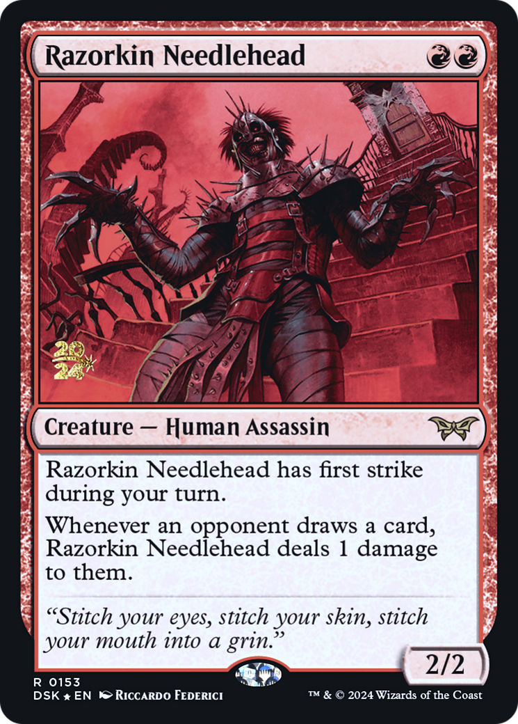 Razorkin Needlehead (PRE-153) [Duskmourn: House of Horror Promos] Foil