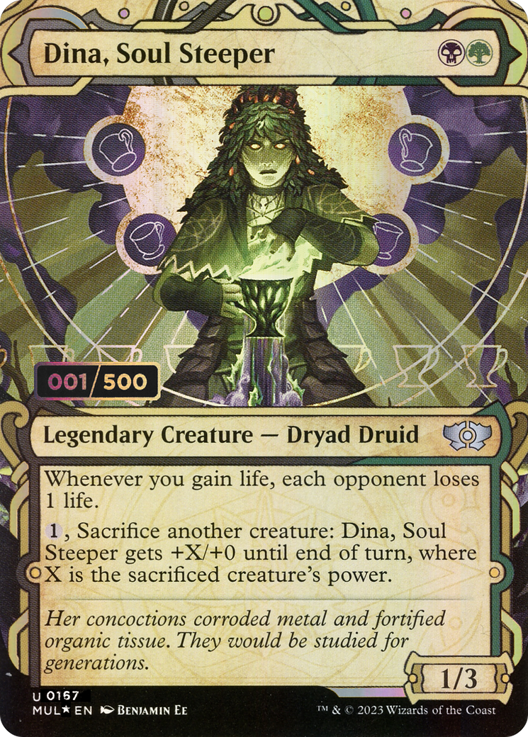 Dina, Soul Steeper (Serial Numbered) (MUL-167) (Showcase) (Borderless) [Multiverse Legends] Foil