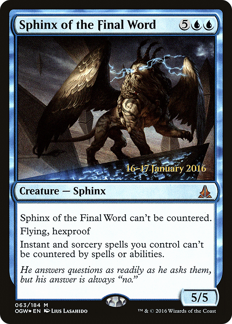 Sphinx of the Final Word (PRE-63S) [Oath of the Gatewatch Promos] Foil