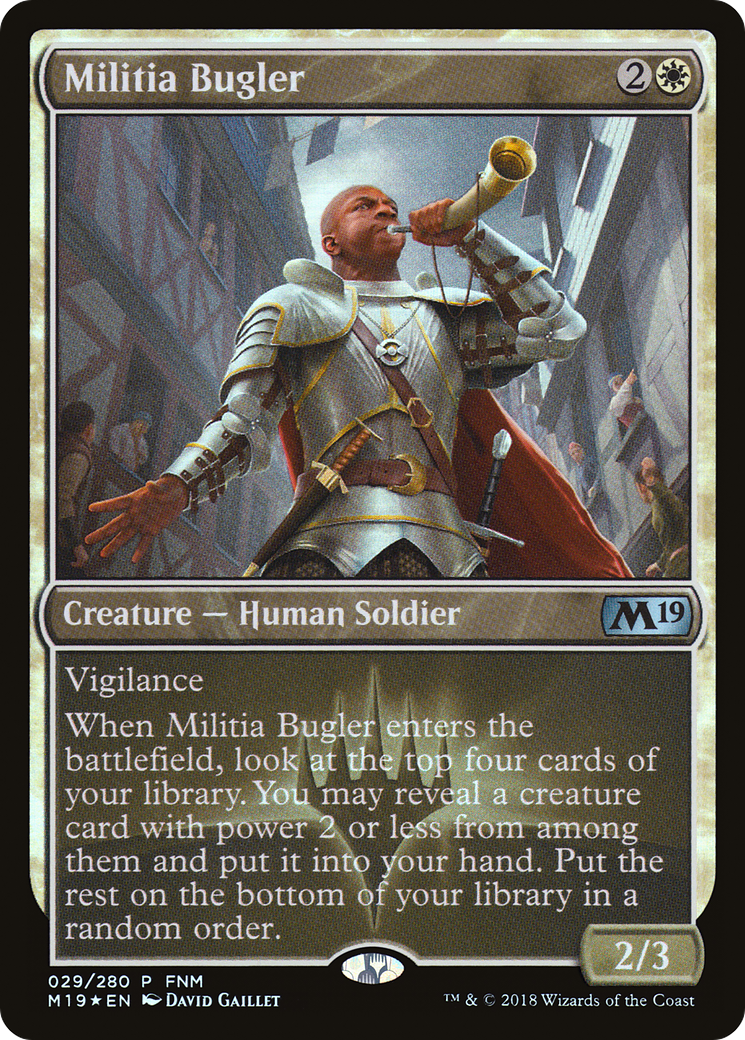 Militia Bugler (FNM-029) [Core Set 2019 Promos] Foil