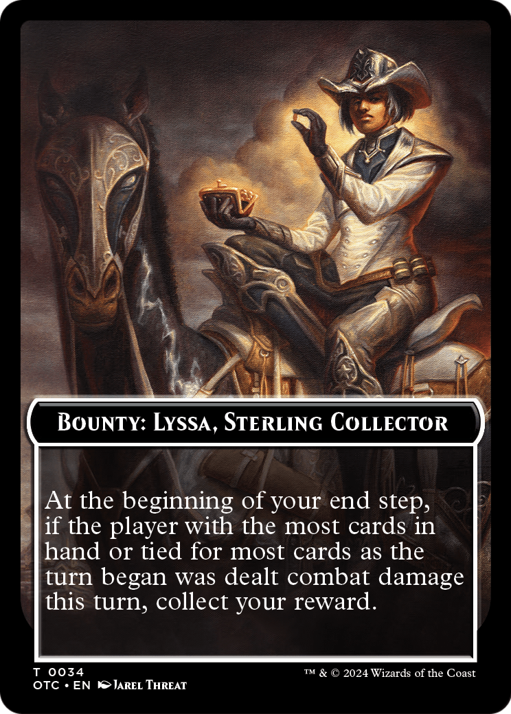 Bounty: Lyssa, Sterling Collector // Wanted! (TOTC-034) [Outlaws of Thunder Junction Commander Tokens] Foil