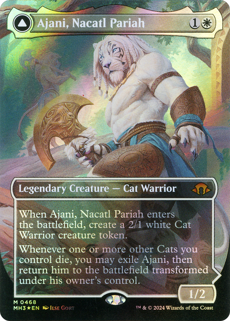 Ajani, Nacatl Pariah (Borderless) (Textured Foil) (MH3-468) [Modern Horizons 3] Foil