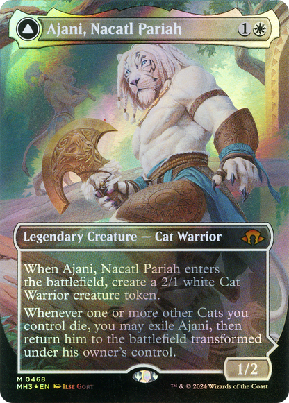 Ajani, Nacatl Pariah (Borderless) (Textured Foil) (MH3-468) [Modern Horizons 3] Foil