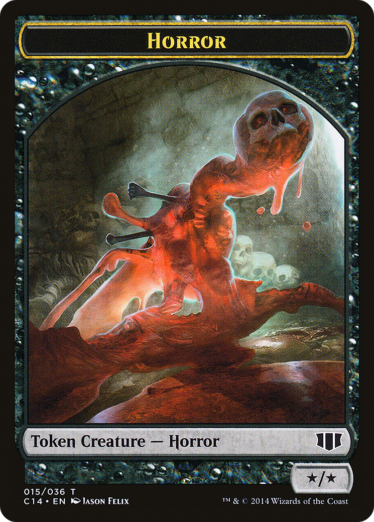 Horror // Zombie (Black) Double-sided Token (C14-15 // 16) [Commander 2014 Tokens]