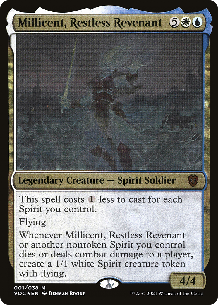 Millicent, Restless Revenant (Display Commander) - Thick Stock (VOC-001) [Crimson Vow Commander Display Commanders] Foil