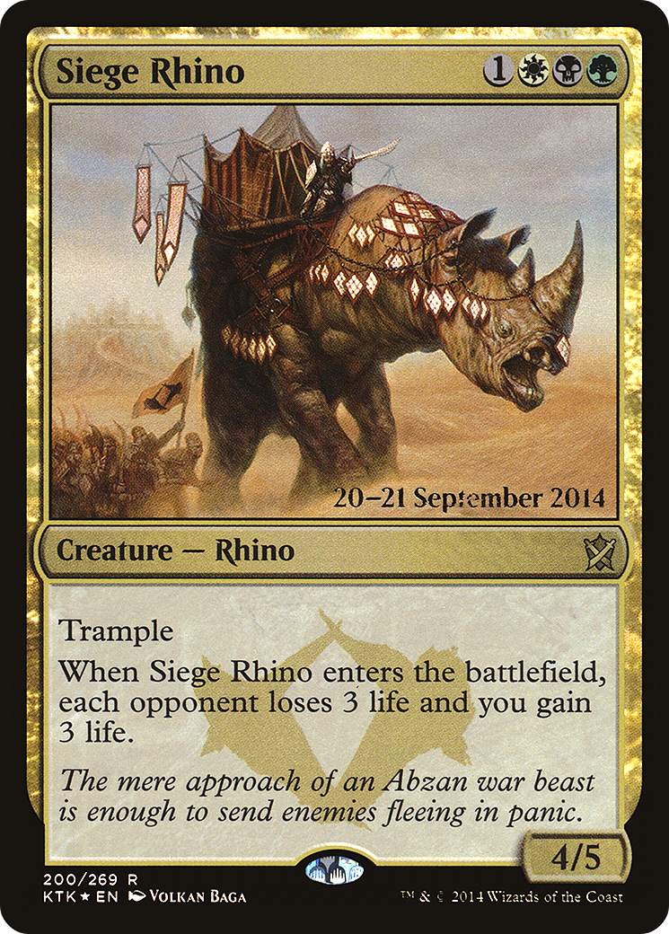 Siege Rhino (PRE-200S) [Khans of Tarkir Promos] Foil