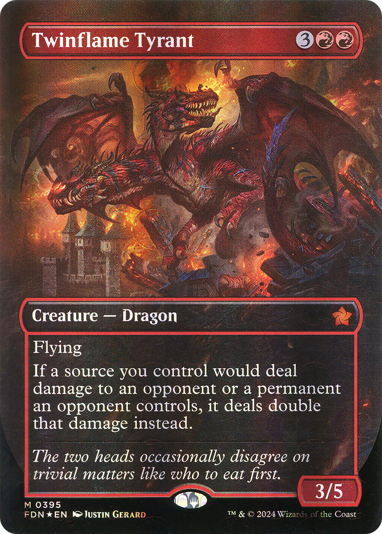 Twinflame Tyrant (Borderless) (Mana Foil) (FDN-395) [Foundations] Foil