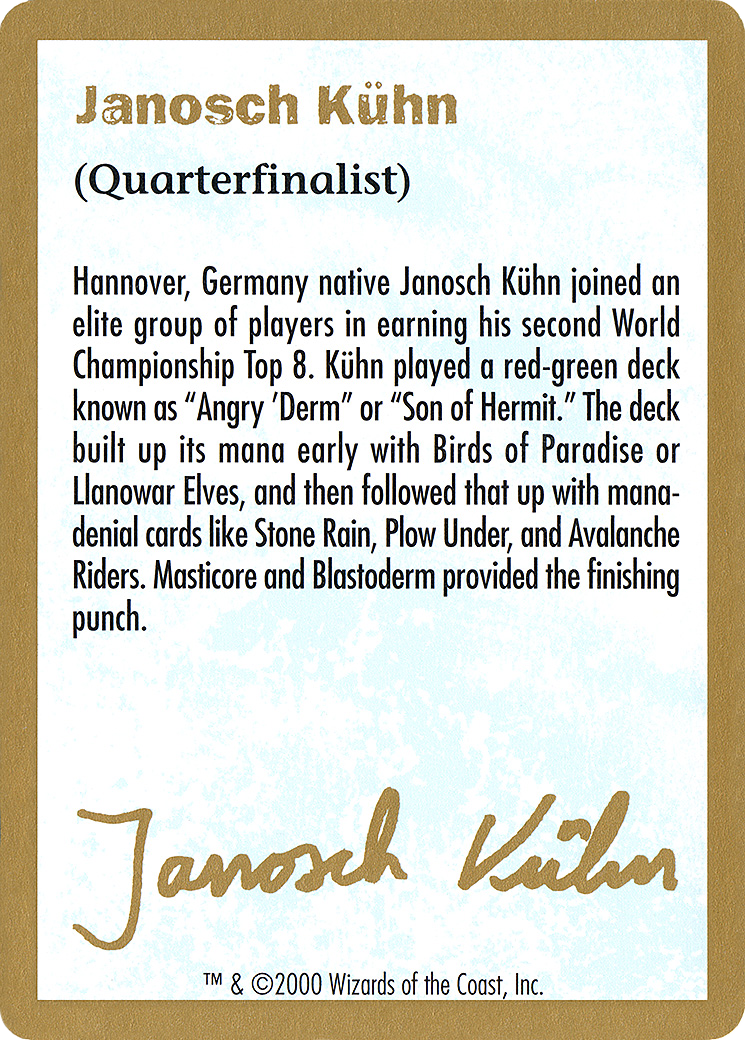 2000 Janosch Kuhn Biography Card [World Championship Decks 2000]