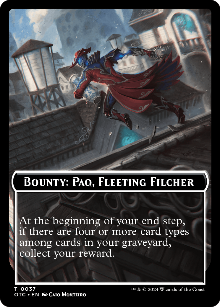 Bounty: Paq, Fleeting Filcher // Wanted! (TOTC-037) [Outlaws of Thunder Junction Commander Tokens]