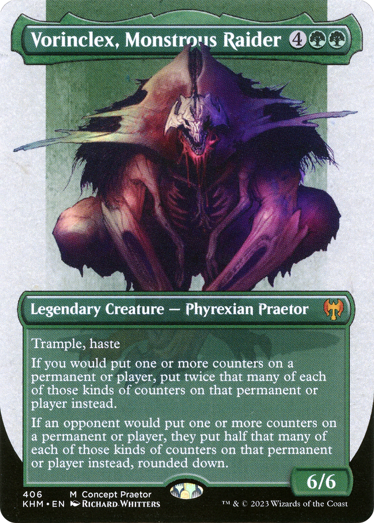 Vorinclex, Monstrous Raider (Concept Praetor) (ONE-406) (Borderless) [Kaldheim] Foil