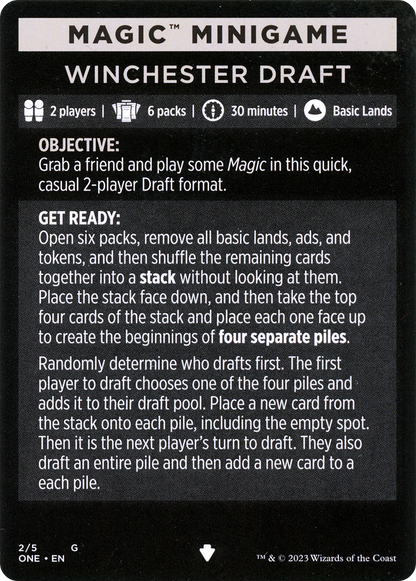 Winchester Draft // Winchester Draft (cont'd) (MONE-002) [Phyrexia: All Will Be One Minigames]
